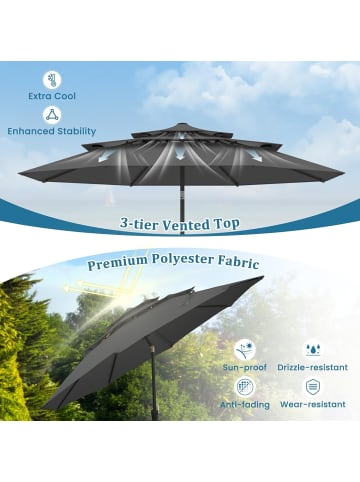 COSTWAY 3-stöckig Sonnenschirm 300 cm in Grau