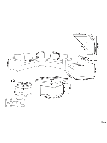 Beliani 7-tlg Lounge Set TEGLIO in Grau/Beige