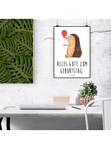 Mr. & Mrs. Panda Poster Igel Luftballon mit Spruch in Weiß
