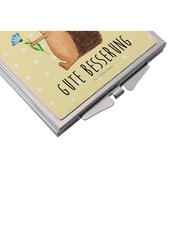 Mr. & Mrs. Panda Schminkspiegel Igel Blumen mit Spruch in Gelb Pastell