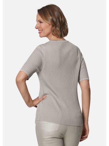 GOLDNER Rippenstruktur-Pullover mit Halbarm in taupe