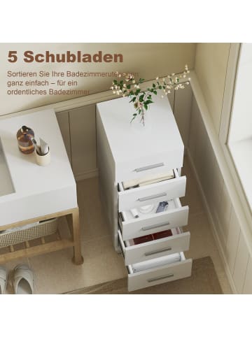 HOMCOM Badezimmerschrank-30L x 30B x 95H cm-Weiß