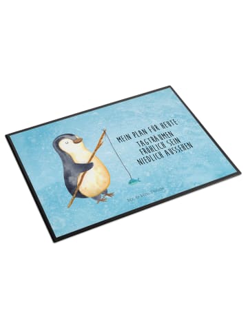 Mr. & Mrs. Panda Schreibunterlage Pinguin Angler mit Spruch in Eisblau