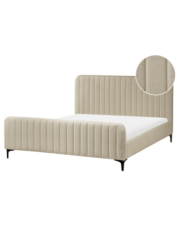Beliani 2-tlg Doppelbett LUNAN in Beige/Schwarz