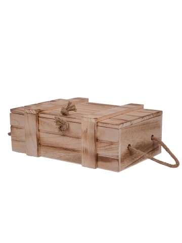 UNUS UNUS Holzkisten 2er Set geflammt mit Deckel und Seilgriffen in Braun