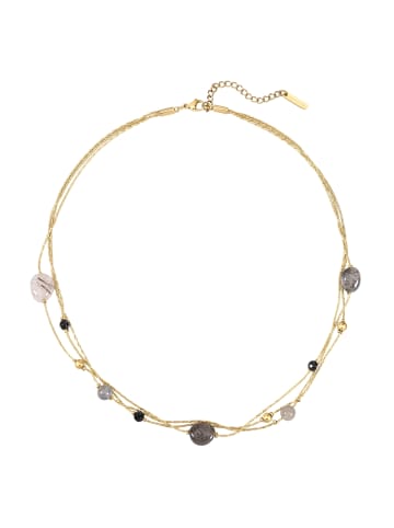 Eastside NY Halskette aus Edelstahl mit Spinell und Achat in gelbgold