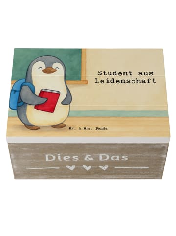 Mr. & Mrs. Panda Holzkiste Student Leidenschaft Design mit Spruch in Weiß