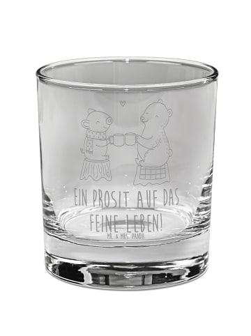 Mr. & Mrs. Panda Whiskyglas Glühschwein Sause mit Spruch in Transparent