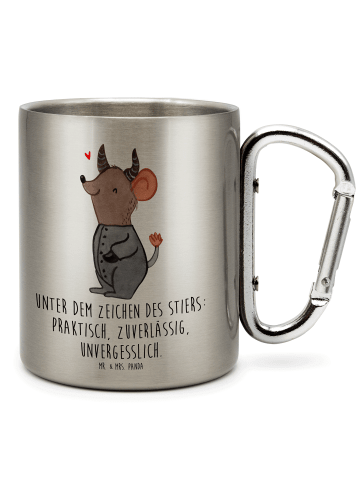 Mr. & Mrs. Panda Thermotasse Stier Astrologie mit Spruch in Silber