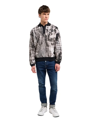 Carlo Colucci Polokragenpullover Felder in Schwarz / Grau