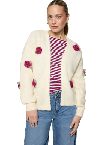 Zero  Grobstrickjacke mit Blumen in Patch Cream/Pink
