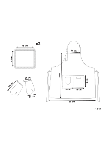 Beliani 5-tlg Küchentextilien Set PISUM in Beige/Braun/Schwarz