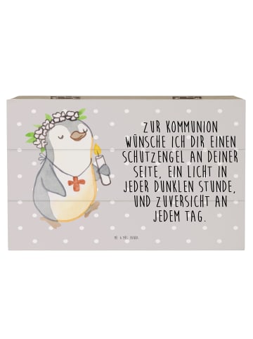 Mr. & Mrs. Panda Schatztruhe Pinguin Kommunion  mit Spruch in Grau Pastell