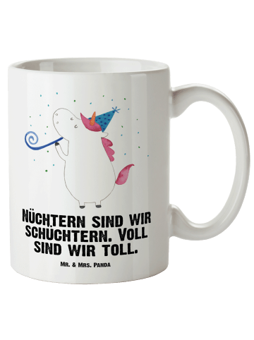 Mr. & Mrs. Panda Keramikbecher Einhorn Party mit Spruch in Weiß