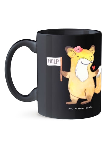 Mr. & Mrs. Panda Kaffeetasse Sozialarbeiterin Probleme mit Spruch in Schwarz