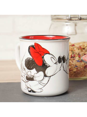 Geda Labels Tasse Mickey Kiss Sketch Emaille-Optik in Rot - 400 ml