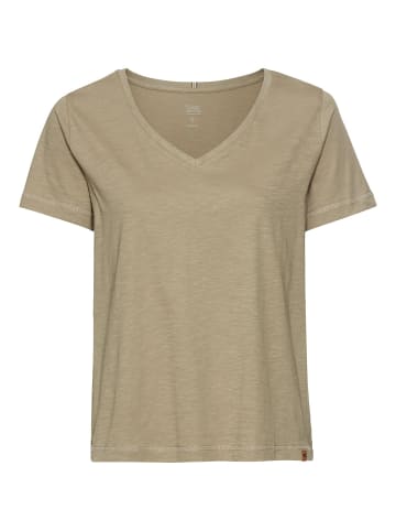 Camel Active T-Shirt mit V-Ausschnitt aus reiner Baumwolle in Grün