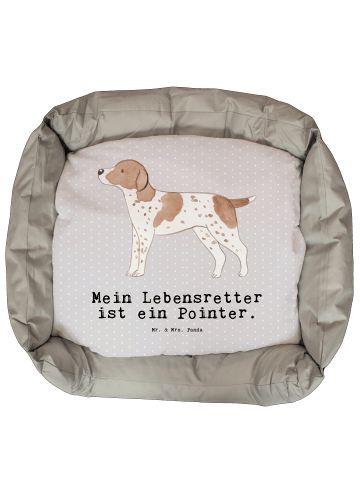 Mr. & Mrs. Panda Hundebett Pointer Lebensretter mit Spruch in Grau Pastell