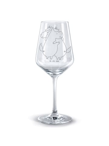 Mr. & Mrs. Panda Glas mit Gravur Einhörner Umarmen ohne Spruch in Transparent