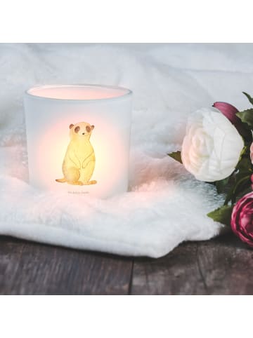 Mr. & Mrs. Panda Glas Windlicht Erdmännchen ohne Spruch in Transparent