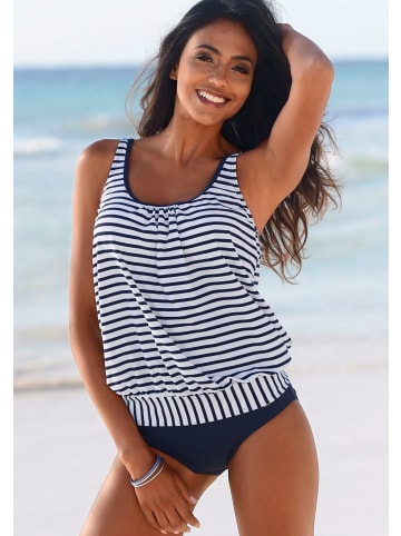 Venice Beach Oversize-Tankini-Top in weiß-marine-gestreift