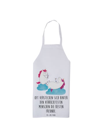 Mr. & Mrs. Panda Kochschürze Einhorn Sekt mit Spruch in Weiß