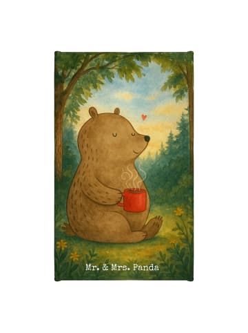 Mr. & Mrs. Panda Handtuch Klein Bär Kaffee Design ohne Spruch in Weiß