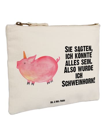 Mr. & Mrs. Panda Schminktasche Einhorn Schwein mit Spruch in Weiß