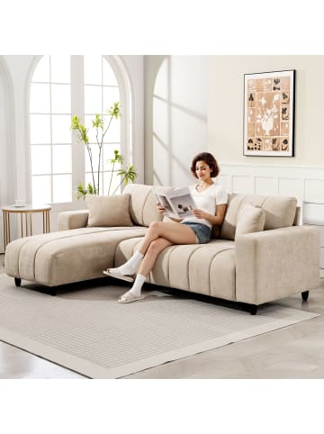 HOMCOM Ecksofa-242L x 156B x 87H cm-Beige