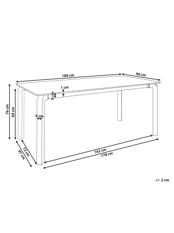 Beliani Esstisch FELETTO in Schwarz - (W) 90 x (H) 76 x (L) 180 cm