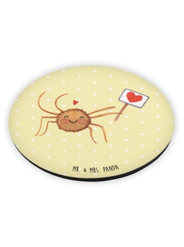 Mr. & Mrs. Panda Rund Magnet Spinne Agathe Motivation ohne Spruch in Gelb Pastell