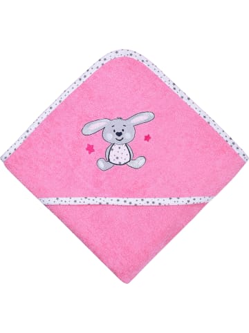 Wörner Frottier Kapuzenbadetuch in rosa/weiß
