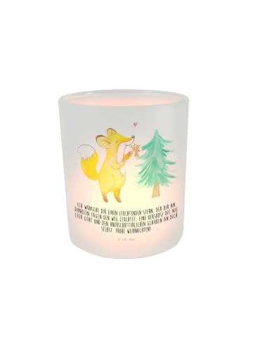 Mr. & Mrs. Panda Deko Windlicht Fuchs Weihnachtsbaum mit Spruch in Transparent
