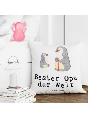 Mr. & Mrs. Panda Kopfkissen Pinguin Bester Opa der Welt mit Spruch in Weiß