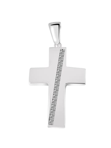 Adeliás Damen Anhänger Kreuz aus 925 Silber mit Zirkonia in silber