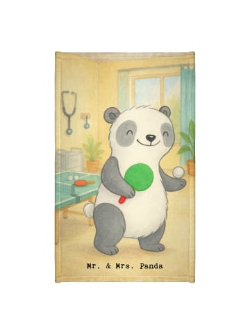 Mr. & Mrs. Panda Handtuch Panda Tischtennis Design ohne Spruch in Weiß