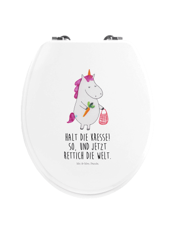 Mr. & Mrs. Panda Motiv WC Sitz Einhorn Gemüse mit Spruch in Weiß