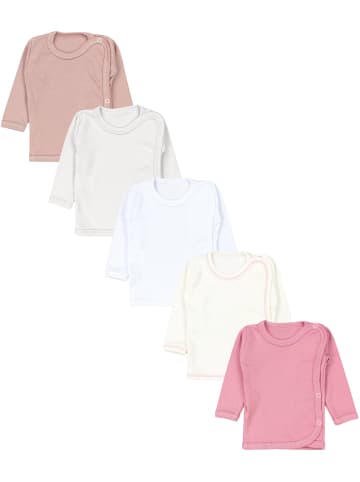 TupTam Unisex Baby Wickelshirt Langarm 5er Pack in rosa/weiß