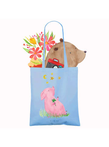 Mr. & Mrs. Panda Tote Bag Schwein Glück ohne Spruch in Sky Blue