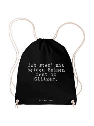 Mr. & Mrs. Panda Sportbeutel Ich steh' mit beiden... mit Spruch in Schwarz