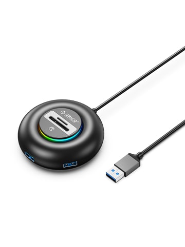 Orico YXR5-U3 RGB USB-Hub mit 4 USB-A 3.0-Anschlüssen, SD- und microSD-Kartenleser