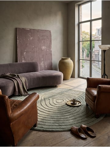 KADIMA DESIGN Rundteppich Streifen pflegeleicht Wohnzimmer Schlafzimmer Flur in Grün