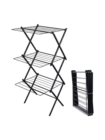 relaxdays Wäscheständer in Schwarz - (B)53,5 x (H)115 x (T)52 cm