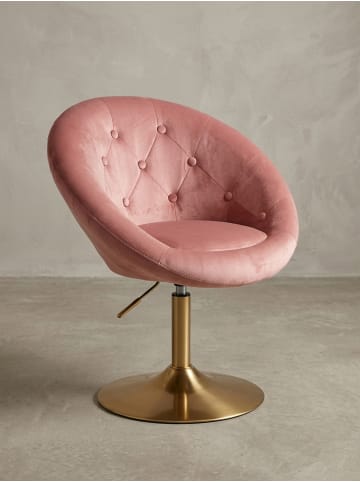 KADIMA DESIGN Loungesessel Samt / Gold Design Drehstuhl, Clubsessel in Rosa