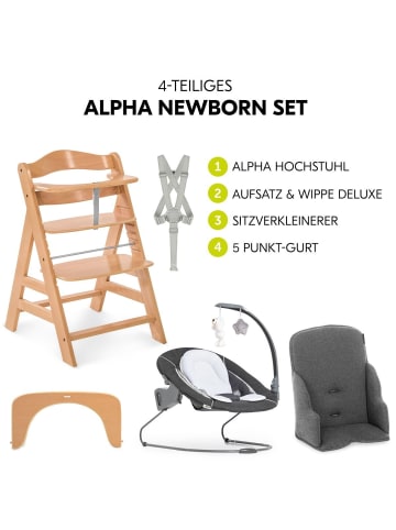 Hauck Hochstuhl Alpha Plus 4-tlg. Newborn Set in brown