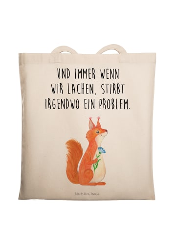 Mr. & Mrs. Panda Einkaufstüte Eichhörnchen Blume mit Spruch in Creme