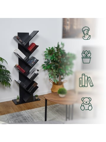 relaxdays Bücherregal in Schwarz - (B)51 x (H)138 x (T)25 cm