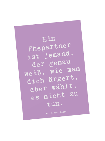 Mr. & Mrs. Panda Postkarte Spruch Ehepartner Liebe mit Spruch in Lavendeltraum