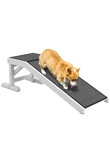 Pawhut Hunderampe Weiß+Grau 125L x 40B x 35,5H cm
