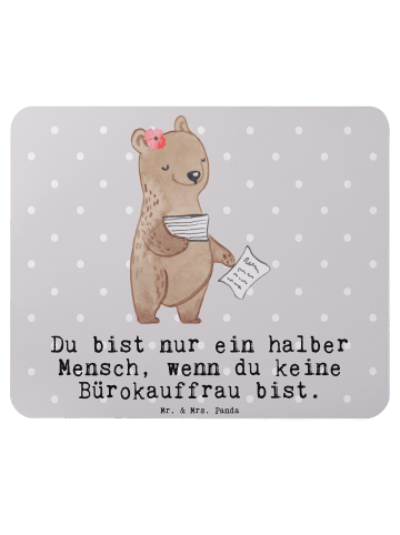 Mr. & Mrs. Panda Mauspad Bürokauffrau Herz mit Spruch in Grau Pastell